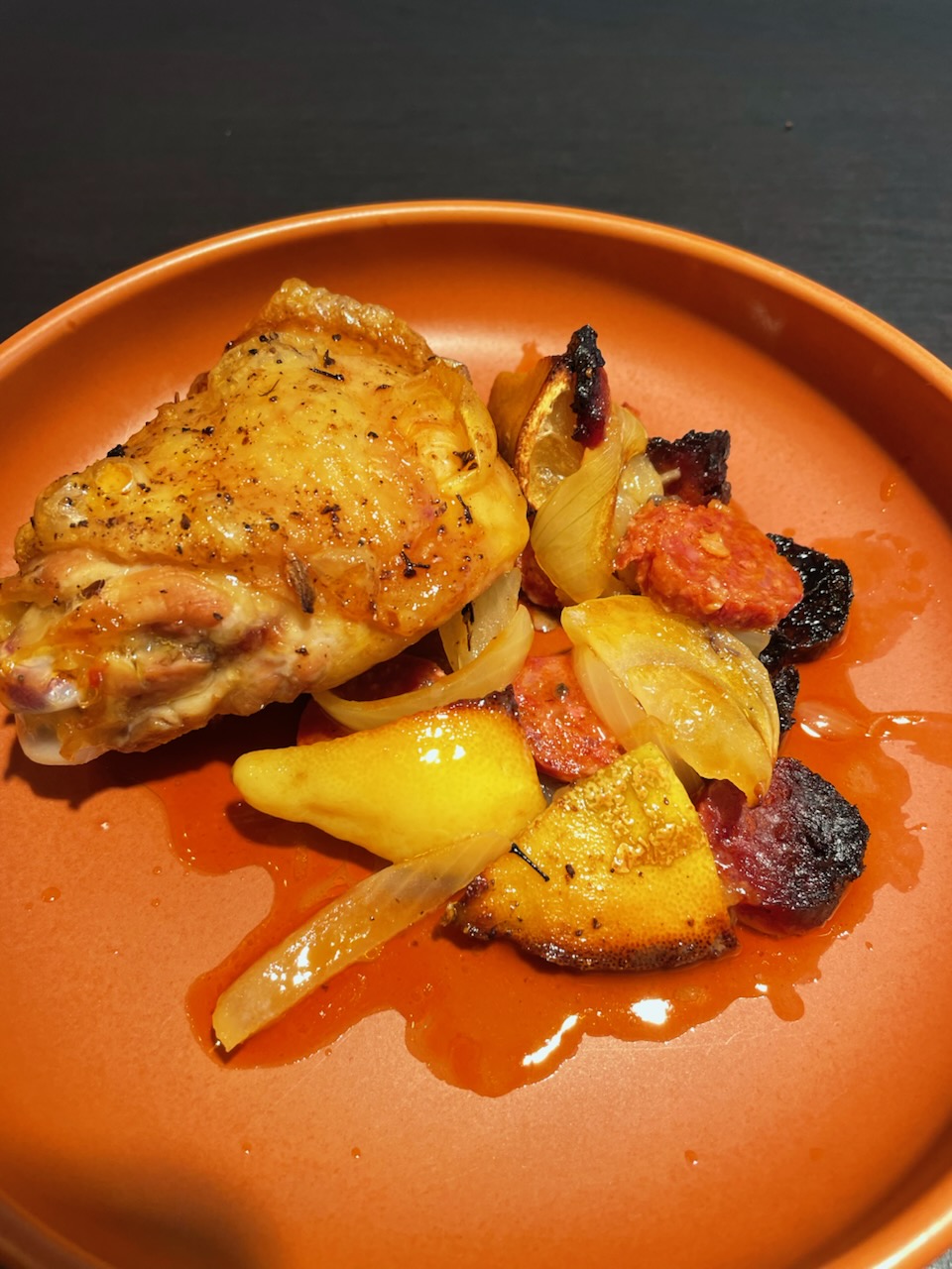 Poulet chorizo citrons confits